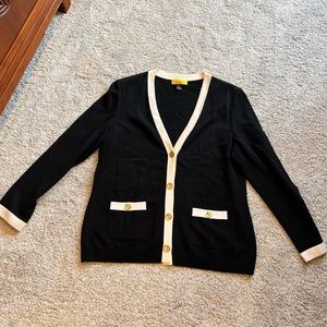 St. John Button Cardigan with Cream Detail | Size: XL